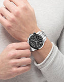 Guess Horizon Chronograph Quartz Black Dial Silver Steel Strap Watch For Men - W0379G1 Authentic Buy Shop Now