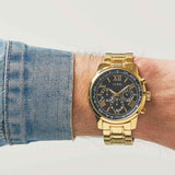 Guess Horizon Chronograph Black Dial Gold Steel Strap Watch For Men - W0379G4 Authentic Buy Shop Now