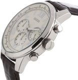 Guess Horizon Chronograph White Dial Brown Leather Strap Watch For Men - W0380G2 Authentic Buy Shop Now
