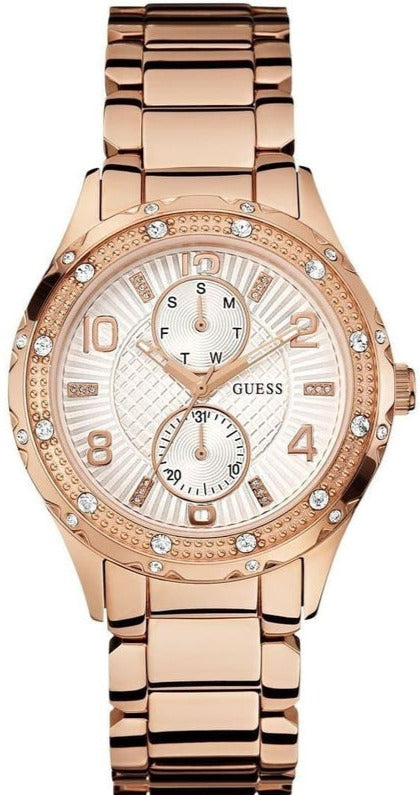 Guess Siren Diamonds White Dial Rose Gold Steel Strap Watch for Women - W0442L3 Authentic Buy Shop Now