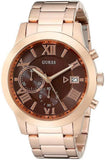 Guess Iconic Signature Brown Dial Rose Gold Steel Strap Watch For Men - W0668G1 Authentic Buy Shop Now