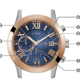 Guess Atlas Chronograph Blue Dial Two Tone Steel Strap Watch for Men - W0668G6 Authentic Buy Shop Now