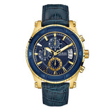 Guess Pinnacle Chronograph Quartz Blue Dial Blue Leather Strap Watch For Men - W0673G2 Authentic Buy Shop Now