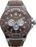 Guess Force Quartz Brown Dial Brown Leather Strap Watch For Men - W0674G5 Authentic Buy Shop Now