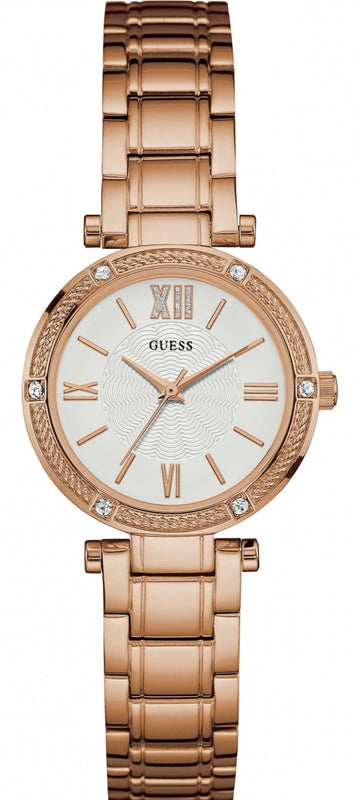 Guess Park Ave White Dial Rose Gold Steel Strap Watch for Women - W0767L3 Authentic Buy Shop Now
