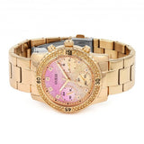 Guess Confetti Pink Dial Rose Gold Steel Strap Watch For Women - W0774L3 Authentic Buy Shop Now