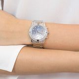 Guess Confetti Diamonds Blue Dial Silver Steel Strap Watch for Women - W0774L6 Authentic Buy Shop Now