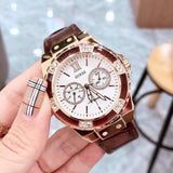 Guess Limelight Analog White Dial Brown Leather Strap Watch For Women - W0775l14 Authentic Buy Shop Now