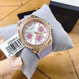 Guess Starlight Diamonds White Dial Purple Rubber Strap Watch for Women - W0846L6 Authentic Buy Shop Now