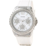 Guess Starlight Multifunction Diamonds White Dial White Rubber Strap Watch for Women - W0846L8 Authentic Buy Shop Now