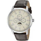 Guess Delancy Quartz White Dial Brown Leather Strap Watch For Men - W0870G1 Authentic Buy Shop Now