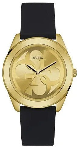 Guess G Twist Gold Dial Black Leather Strap Watch for Women - W0911L3 Authentic Buy Shop Now