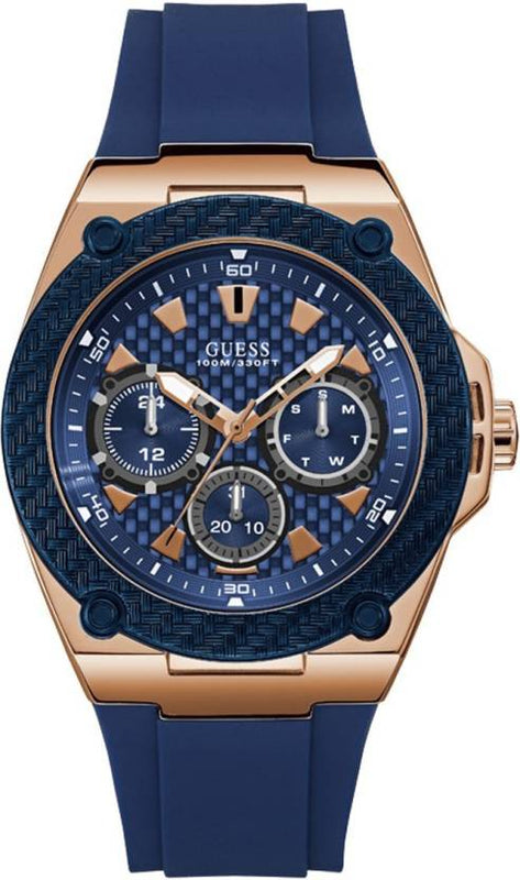 Guess Legacy Chronograph Blue Dial Blue Rubber Strap Watch For Men - W1049G9 Authentic Buy Shop Now