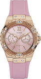 Guess Rose Gold Dial with Diamonds Pink Rubber Strap Watch For Women - W1053L3 Authentic Buy Shop Now
