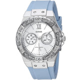 Guess Limelight Crystals White Dial Blue Rubber Strap Watch for Women - W1053L5 Authentic Buy Shop Now