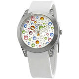 Guess Wanderlust Crystals Silver Dial White Rubber Strap Watch For Women - W1059L3 Authentic Buy Shop Now