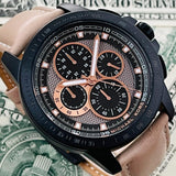 Michael Kors Ryker Chronograph Black Dial Beige Leather Strap Watch For Men - MK8520 Authentic Buy Shop Now