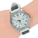 Guess Swirl Quartz Silver Dial White Silicone Strap Watch for Women - W1096L1 Authentic Buy Shop Now