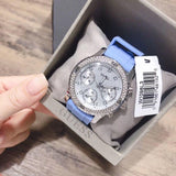 Guess Confetti Crystal Silver Dial Blue Rubber Strap Watch For Women - W1098L3 Authentic Buy Shop Now