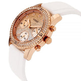 Guess Confetti Crystal Rose Gold Dial White Silicone Strap Watch For Women - W1098L5 Authentic Buy Shop Now