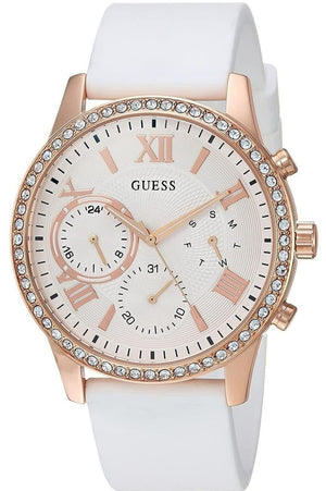 Guess Solar White Dial White Rubber Strap Watch For Women - W1135L1 Authentic Buy Shop Now