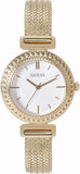 Guess Quartz White Dial Gold Steel Strap Watch For Women - W1152L2 Authentic Buy Shop Now