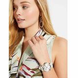 Guess Frontier Diamonds Silver Dial White Rubber Strap Watch For Women - W1160L4 Authentic Buy Shop Now