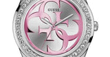 Guess G-Twist Diamonds Silver Dial Pink Rubber Strap Watch for Women - W1240L1 Authentic Buy Shop Now
