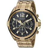 Guess Surge Chronograph Black Dial Gold Steel Strap Watch for Men - W1258G2 Authentic Buy Shop Now