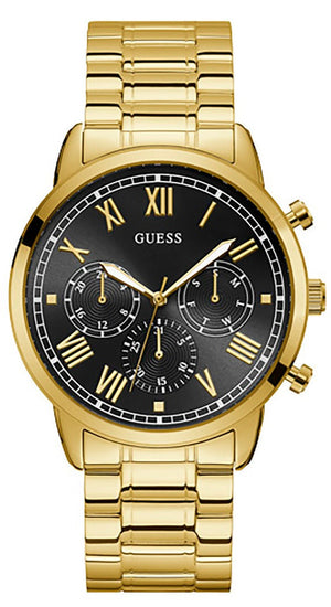 Guess Hendrix Multifunction Black Dial Gold Steel Strap Watch for Men - W1309G2 Authentic Buy Shop Now