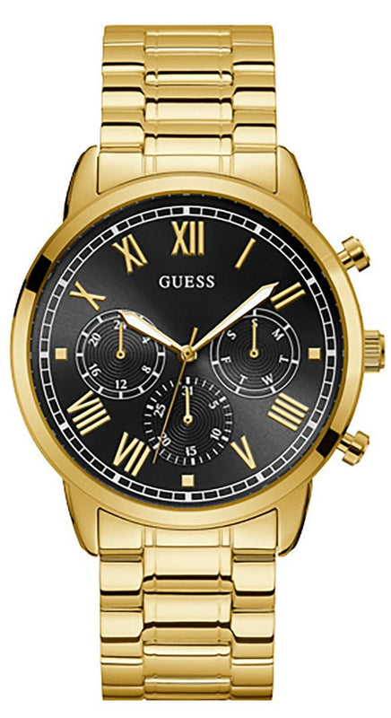 Guess Hendrix Multifunction Black Dial Gold Steel Strap Watch for Men - W1309G2 Authentic Buy Shop Now