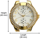 Guess Mini Prism Diamonds White Dial Gold Steel Strap Watch for Women - W15072L1 Authentic Buy Shop Now