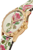 Gucci G Timeless Floral Gold Dial White Leather Strap Watch For Women - YA1264084 Authentic Buy Shop Now