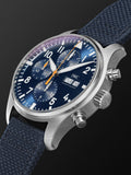 IWC Pilot's Automatic Chronograph 43mm Blue Dial Blue Calfskin Strap Watch for Men - IW377729 Authentic Buy Shop Now
