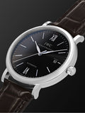 IWC Portofino Automatic Black Dial Black Leather Strap Watch for Men - IW356502 Authentic Buy Shop Now