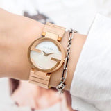 Gucci G Interlocking Mother of Pearl Dial Rose Gold Steel Strap Watch For Women - YA133515 Authentic Buy Shop Now