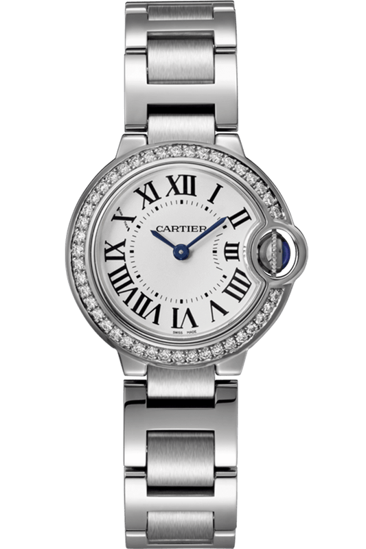 Cartier Ballon Bleu De Cartier Diamonds White Dial Silver Steel Strap Watch for Women - W4BB0015 Authentic Buy Shop Now