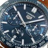 Tag Heuer Carrera Automatic Chronograph Blue Dial Brown Leather Strap Watch for Men - CBN2A1A.FC6537 Authentic Buy Shop Now