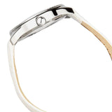 Guess Mini Triangle Quartz Diamonds Silver Dial White Leather Strap Watch For Women - W65006L1 Authentic Buy Shop Now