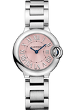 Cartier Ballon Bleu de Cartier Pink Dial Silver Steel Strap Watch for Women - W6920038 Authentic Buy Shop Now