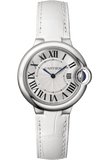 Cartier Ballon Bleu De Cartier Silver Dial White Leather Strap Watch for Women - W6920086 Authentic Buy Shop Now