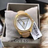 Guess Mini Triangle Quartz White Dial Gold Leather Strap Watch For Women - W70015l1 Authentic Buy Shop Now