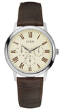Guess Wafer Quartz White Dial Brown Leather Strap Watch For Men - W70016G2 Authentic Buy Shop Now