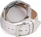 Guess Rosette Analog White Dial White Leather Strap Watch For Women - W75043L1 Authentic Buy Shop Now