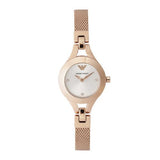 Emporio Armani Chiara Silver Dial Rose Gold Steel Strap Watch For Women - AR7362 Authentic Buy Shop Now