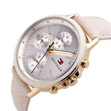 Tommy Hilfiger Carly Silver Dial Cream Leather Strap Watch for Women - 1781790 Authentic Buy Shop Now