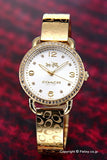 Coach Delancey Diamonds Silver Dial Gold Steel Strap Watch for Women - 14502354 Authentic Buy Shop Now