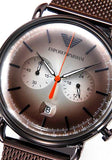 Emporio Armani Aviator Chronograph Grey Dial Brown Mesh Bracelet Watch For Men - AR11169 Authentic Buy Shop Now