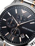 Emporio Armani Renato Chronograph Black Dial Two Tone Steel Strap Watch For Men - AR11165 Authentic Buy Shop Now