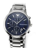 Emporio Armani Renato Chronograph Blue Dial Silver Steel Strap Watch For Men - AR11164 Authentic Buy Shop Now